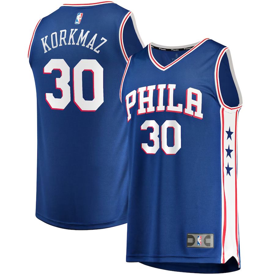 Men Philadelphia 76ers 30 Furkan Korkmaz Fanatics Branded Royal Fast Break Replica NBA Jersey